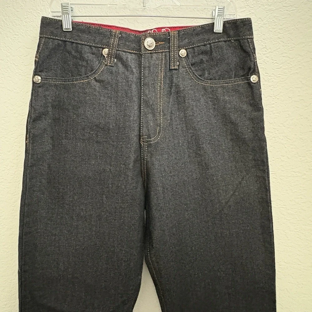 Vintage New Crown Holder Mens embroidered Jeans 32x32 Y2K Hip Hop Dark Wash